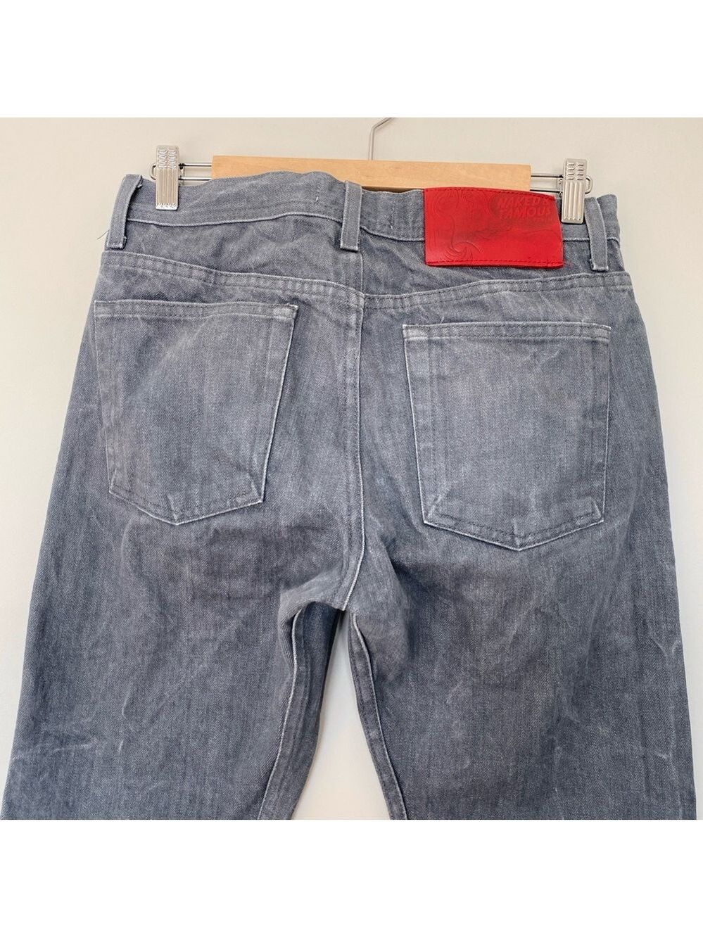 Naked & Famous Weird Guy Grey Selvedge Raw Denim Jeans Mens Sz 30 - Picture 5 of 14